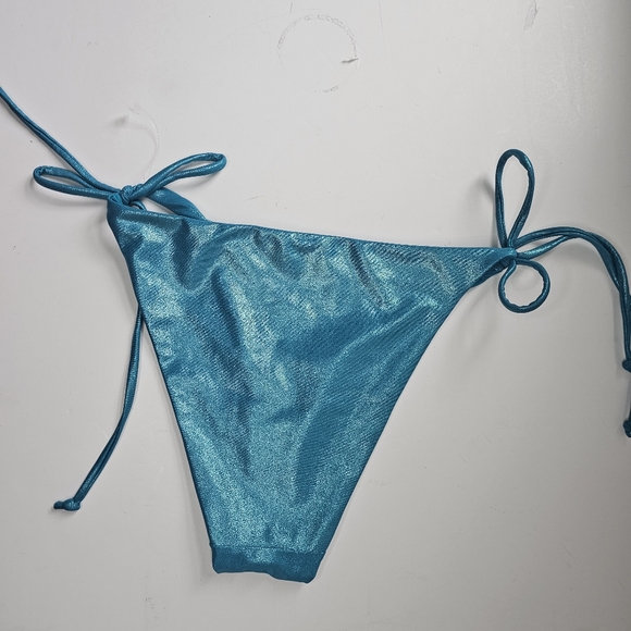 NWOT Urban Outfitters Out From Under Metallic Teal Liquid Shine Bikini Bottom L - Picture 6 of 7